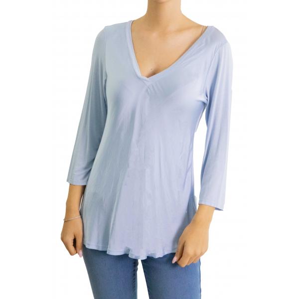 Maglia con scollo a V manica 3/4 tinta unita 